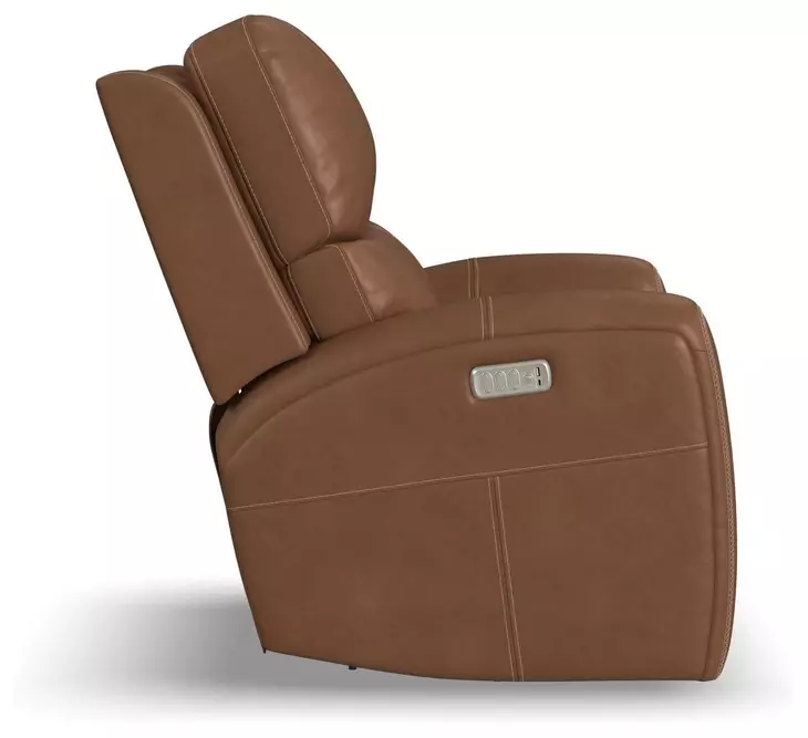 Linden Caramel Leather Zero Gravity Swivel Gliding Power Recliner with USB Charging and Heat Massage