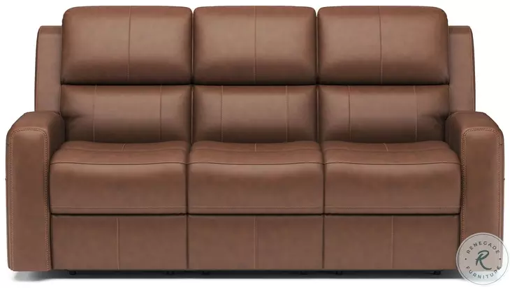 Linden Brown Leather Power Reclining Sofa With Power Headrest And Lumbar
