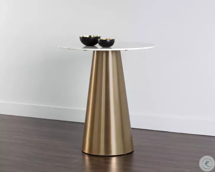 Damon Gold White Marble Bistro Table
