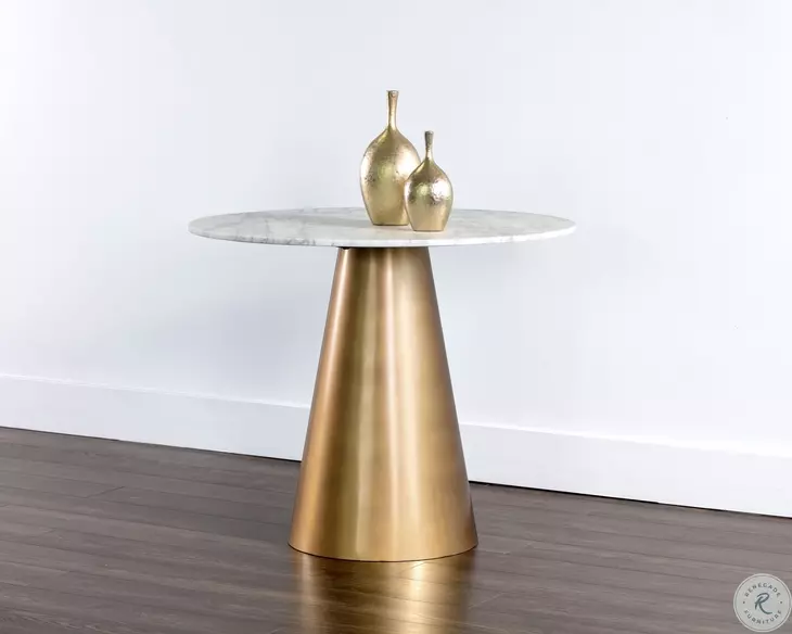 Damon Gold White Marble Bistro Table