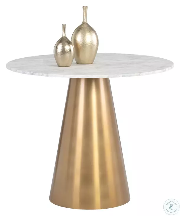Pierce Gold White Marble Bistro Table