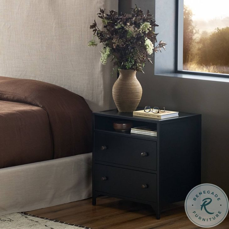Belmont Black 2 Drawer Nightstand
