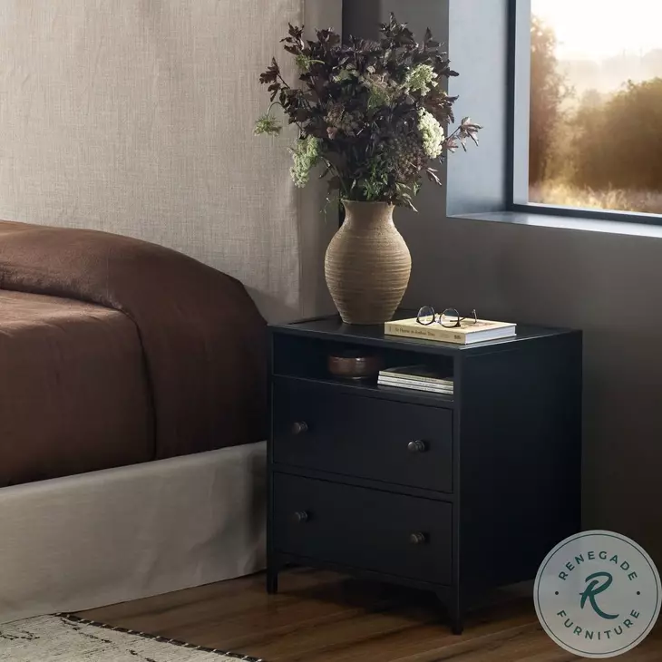 Belmont Black 2 Drawer Nightstand