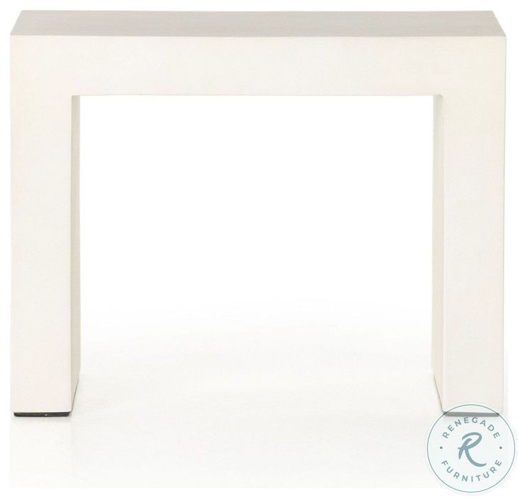Parish White Concrete Rectangular End Table