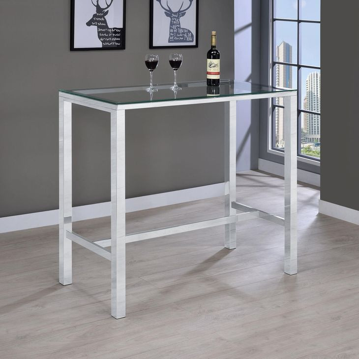 Tolbert Chrome Glass Top Bar Table
