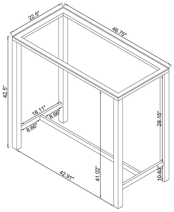 Tolbert Chrome Glass Top Bar Table