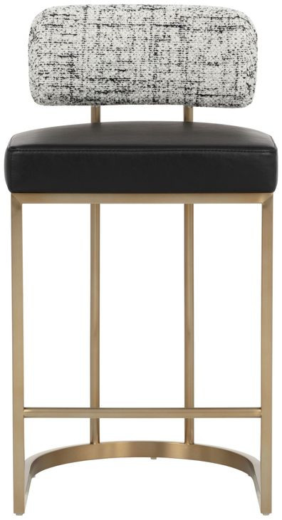 Larissa Bravo Black and Halton Birch Performance Fabric Counter Height Stool