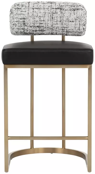 Sylvara Bravo Black and Halton Birch Performance Fabric Counter Height Stool