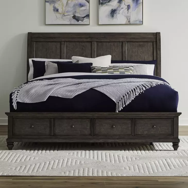 Twin Lakes Gray King Storage Sleigh Bed
