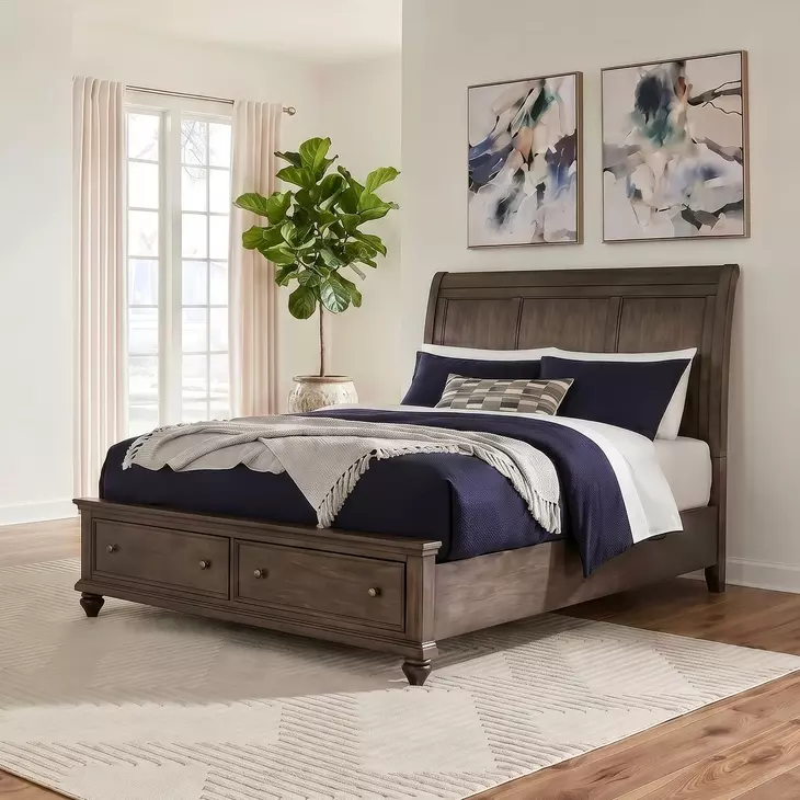 Twin Lakes Gray Queen Storage Sleigh Bed