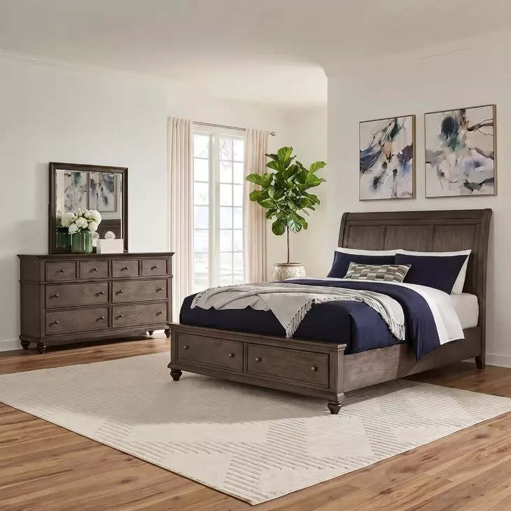 Twin Lakes Gray Queen Storage Sleigh Bed