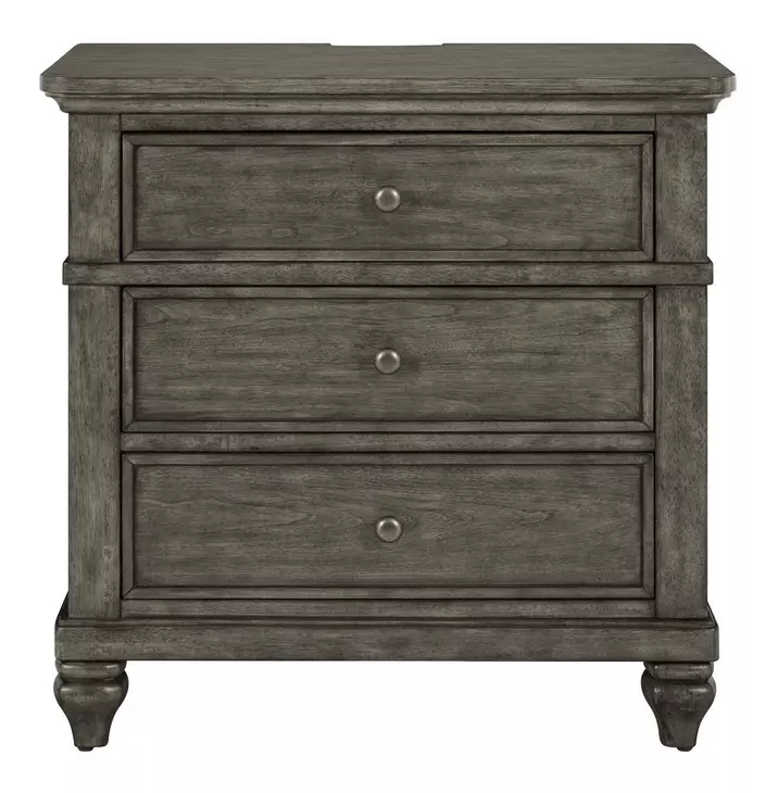 Twin Lakes Gray 3 Drawer Nightstand with USB Charging