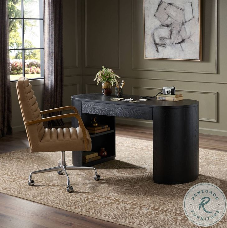 Pilar Ebony Oak Veneer 60" Drawer Desk