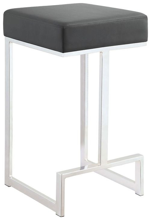 Gervase Grey And Chrome Square Counter Height Stool