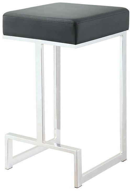 Gervase Black And Chrome Square Counter Height Stool