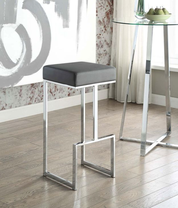 Gervase Grey And Chrome Square Bar Stool