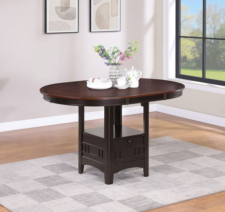 Lavon Light Chestnut and Espresso Extendable Counter Height Dining Table