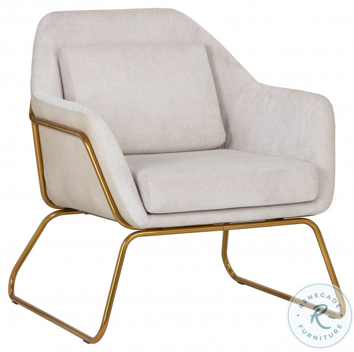 Watts Polo Club Muslin And Bravo Cream Gold Lounge Chair