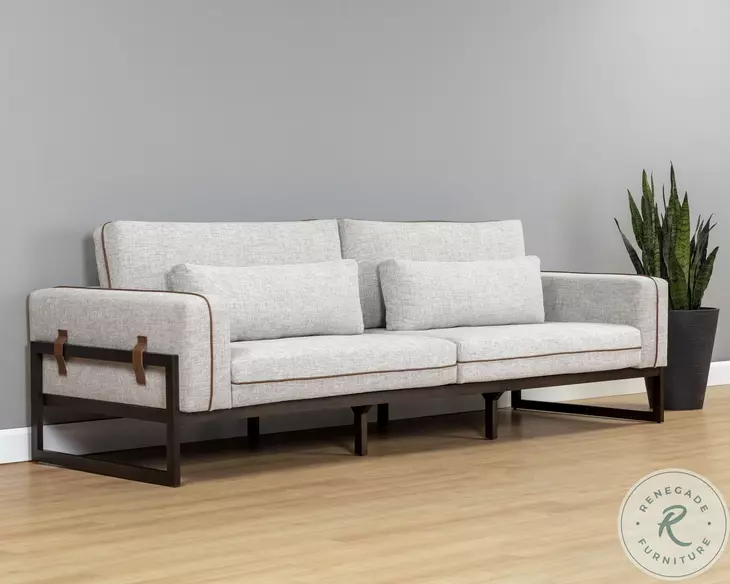 Lorabelle Symphony Greige and Bravo Cognac Sofa