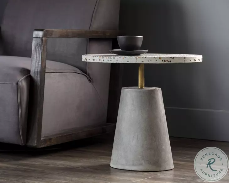 Carment Grey Brass End Table