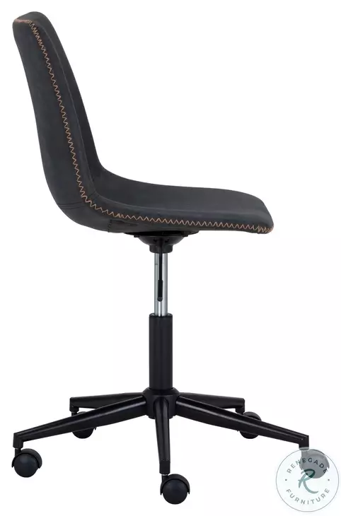 Cal Antique Black Faux Leather Adjustable Office Chair