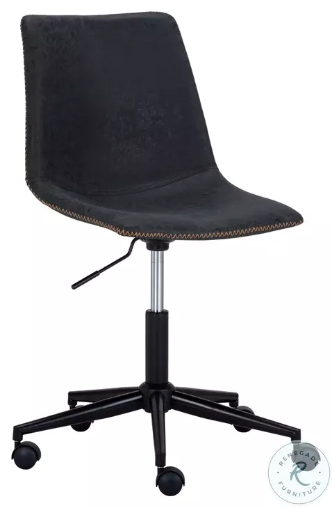 Cal Antique Black Faux Leather Adjustable Office Chair