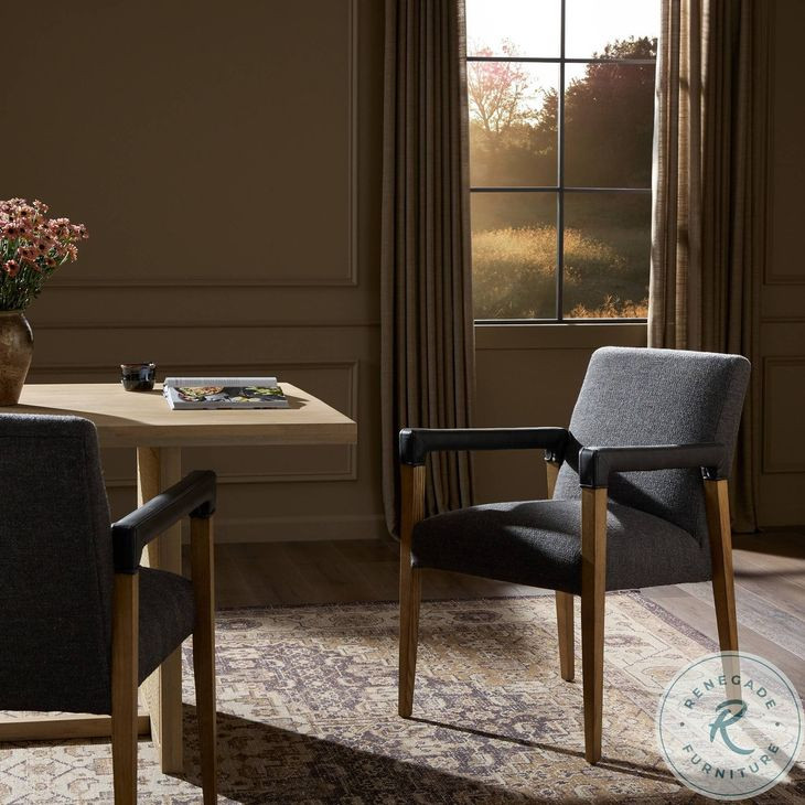 Reuben Lamont Oak Performance Fabric Dining Chair