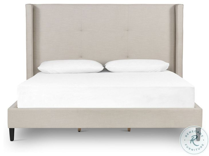 Madison Cambric Ivory Performance Fabric Queen Upholstered Bed