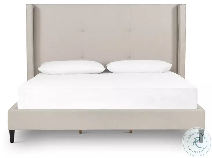 Madison Cambric Ivory Performance Fabric Queen Upholstered Bed