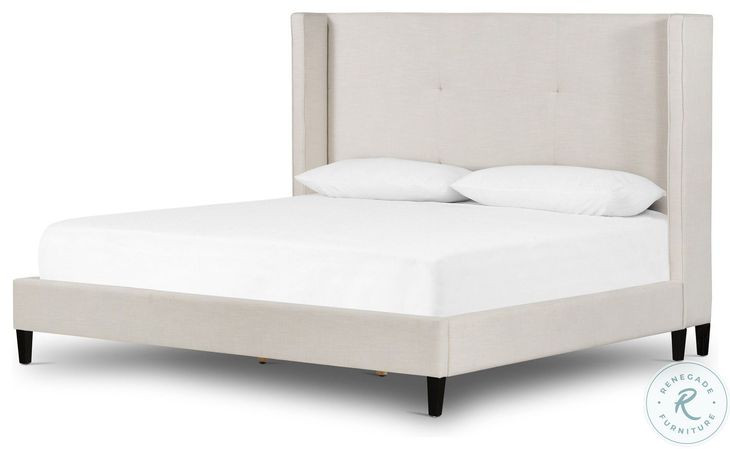 Madison Cambric Ivory Performance Fabric Queen Upholstered Bed