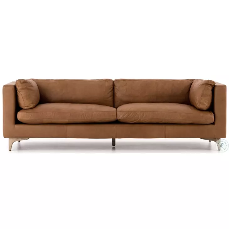 Beckwith Naphina Camel Leather 94" Sofa