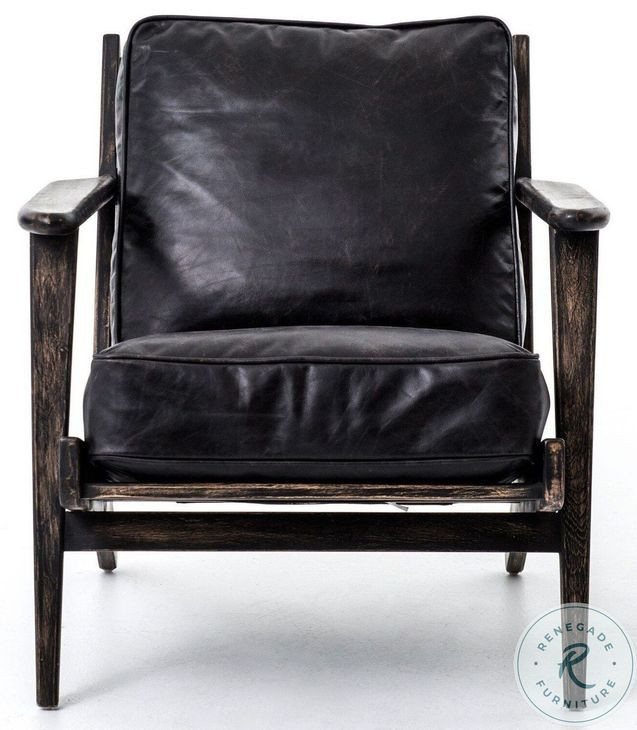Brooks Rialto Ebony Leather Lounge Chair