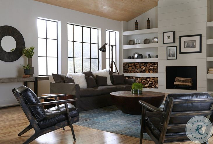 Brooks Rialto Ebony Leather Lounge Chair