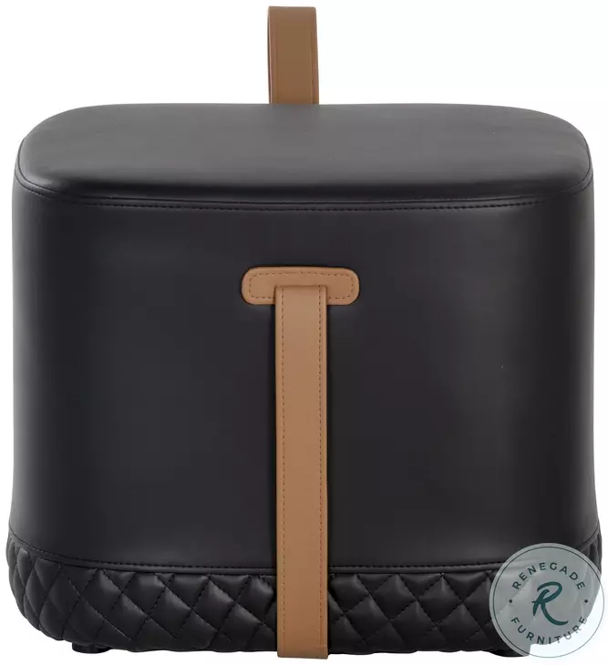 Axio Napa Black and Cognac Faux Leather Ottoman