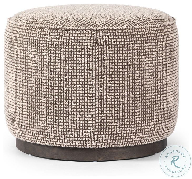 Sinclair Barrow Taupe Performance Fabric Round Ottoman