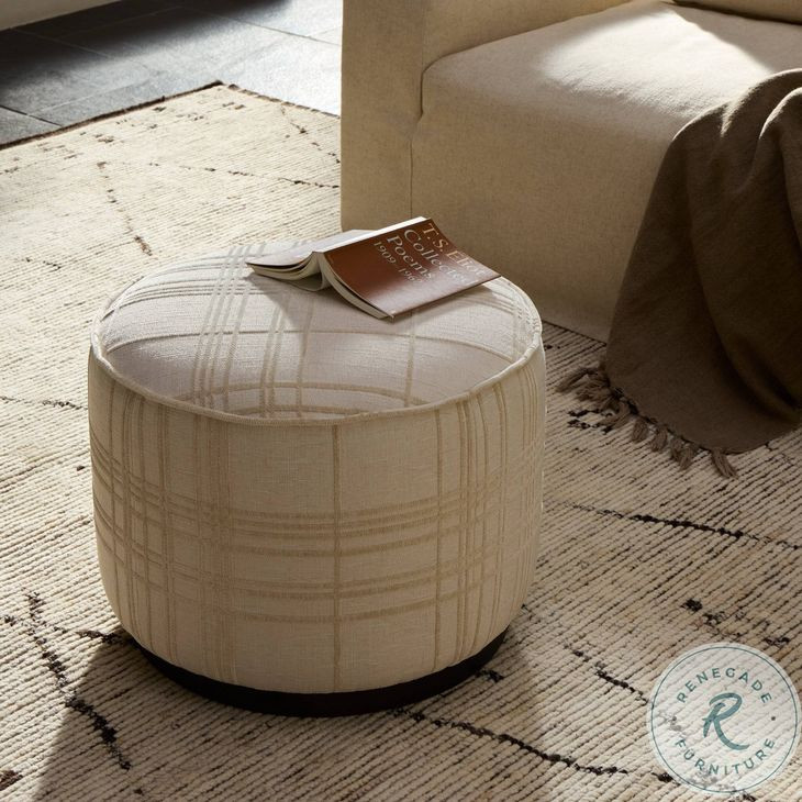Sinclair Sheffield Ivory Round Ottoman