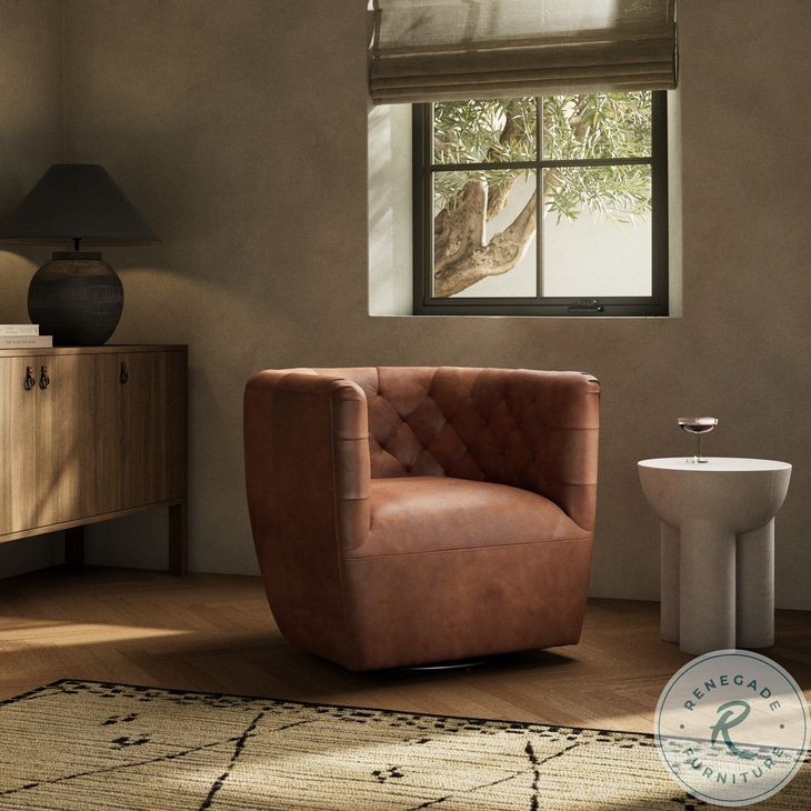 Hanover Heirloom Sienna Leather Swivel Chair