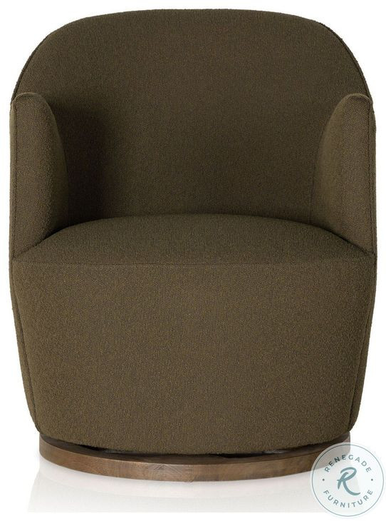 Aurora FIQA Boucle Olive Performance Fabric Swivel Chair