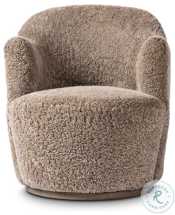 Aurora Taupe Shearling Swivel Chair
