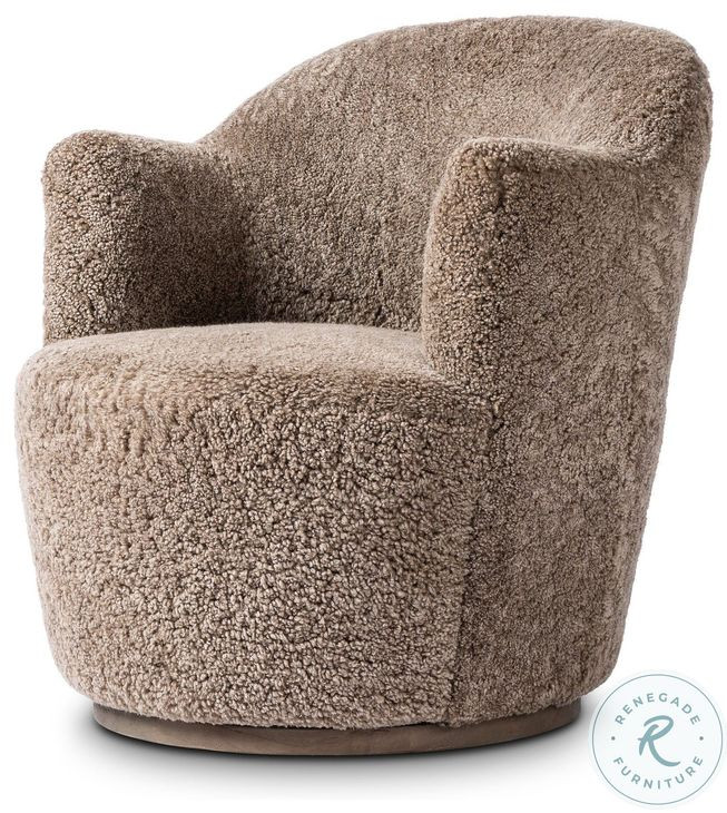 Aurora Taupe Shearling Swivel Chair
