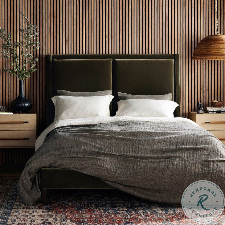 Potter Surrey Olive Queen Upholstered Bed