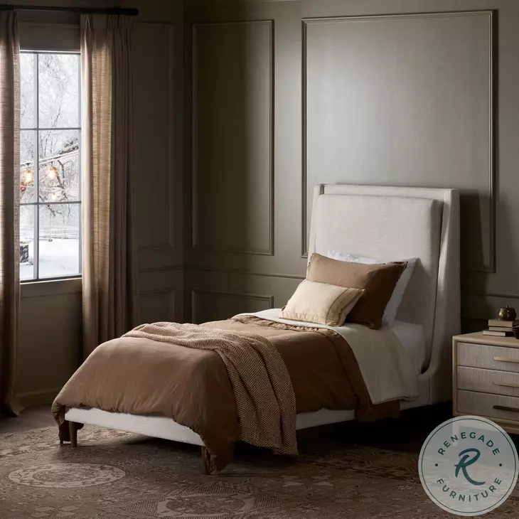 Potter Dover Crescent Performance Fabric Twin Upholstered Bed