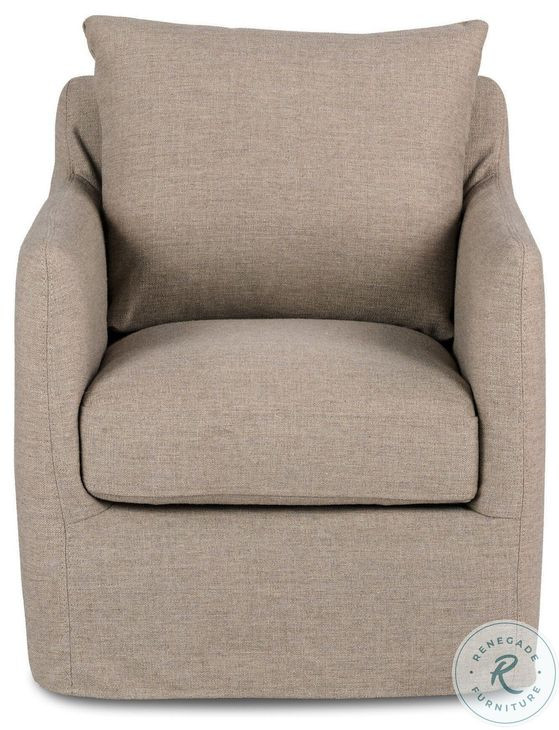 Banks Alcala Taupe Slipcover Performance Fabric Swivel Chair