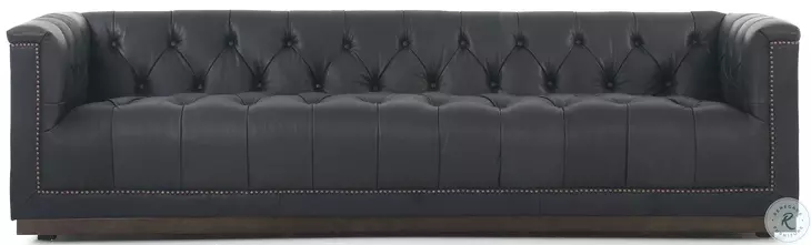 Maxx Heirloom Black Leather 95" Sofa
