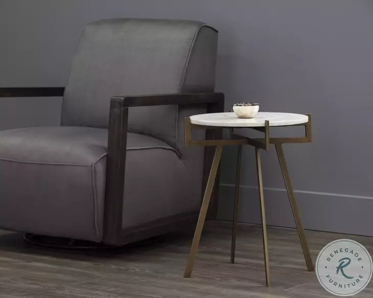 Anak White And Antique Brass Side Table