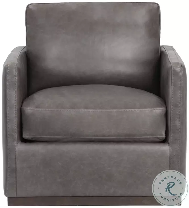 Portman Marseille Concrete Leather Swivel Lounge Chair