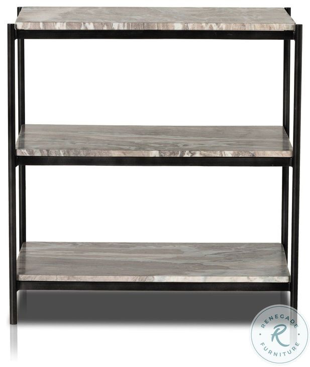 Felix Hammered Grey and Clear Powder Coat 3 Shelf Nightstand