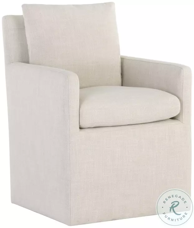 Effie Linen Fabric Glenrose Wheeled Dining Armchair