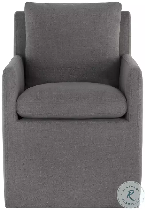 Effie Smoke Fabric Glenrose Wheeled Dining Armchair