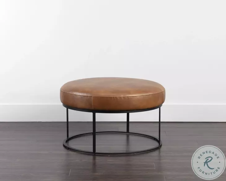 Elgin Tobacco Tan Faux Leather Ottoman